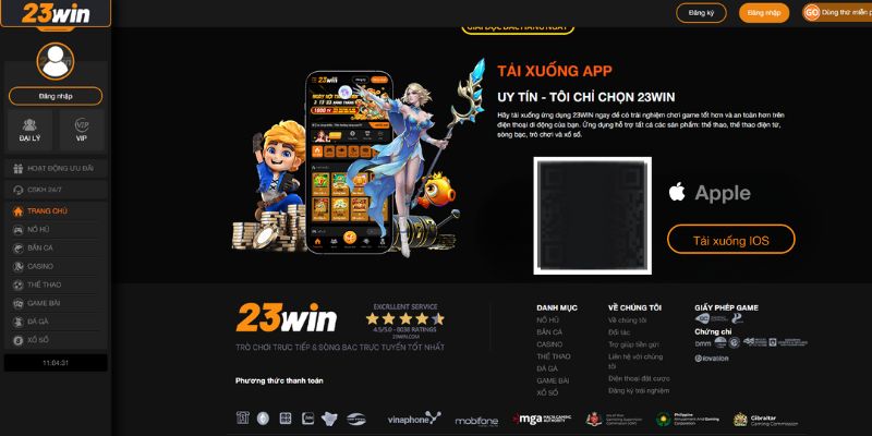 hướng dẫn tải app 23win