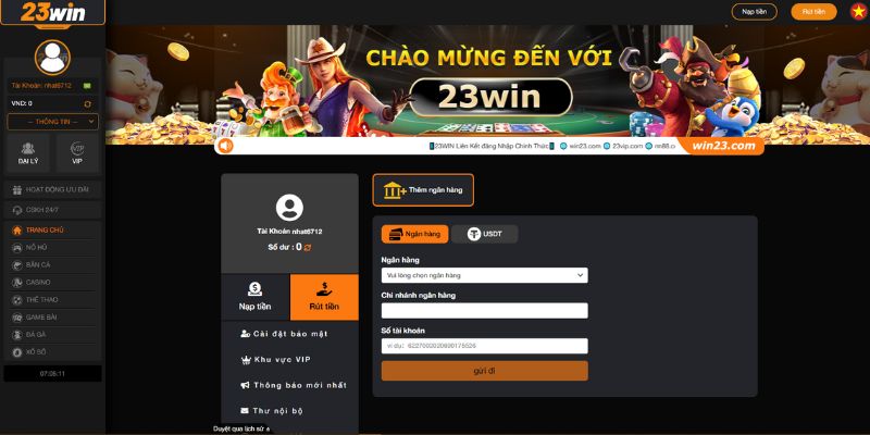 rút tiền 23win ví điện tử